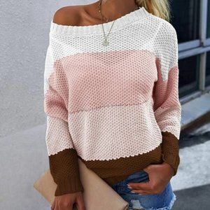 Casual Striped color-block knit sweater top